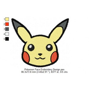 Pokemon Face Embroidery Design